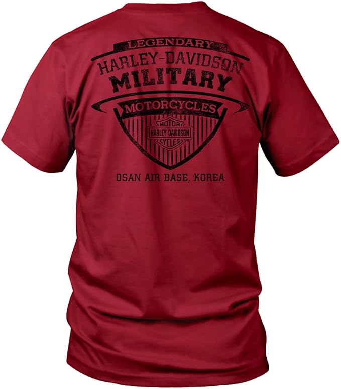 harley-davidson military - 男式红衣主教红色短袖鹰图案 t 恤 - os